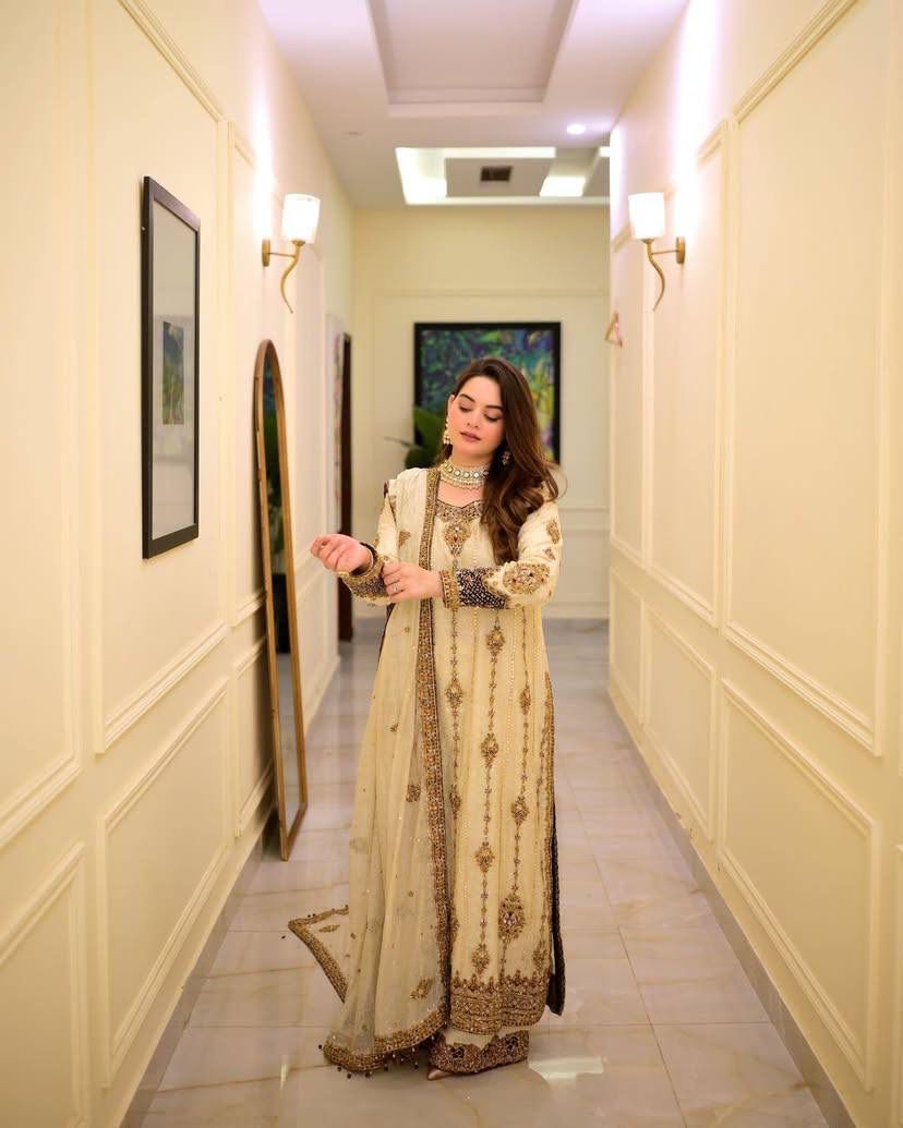 Regal Ivory/Beige Heavily Embroidered Jacket Style Anarkali Set