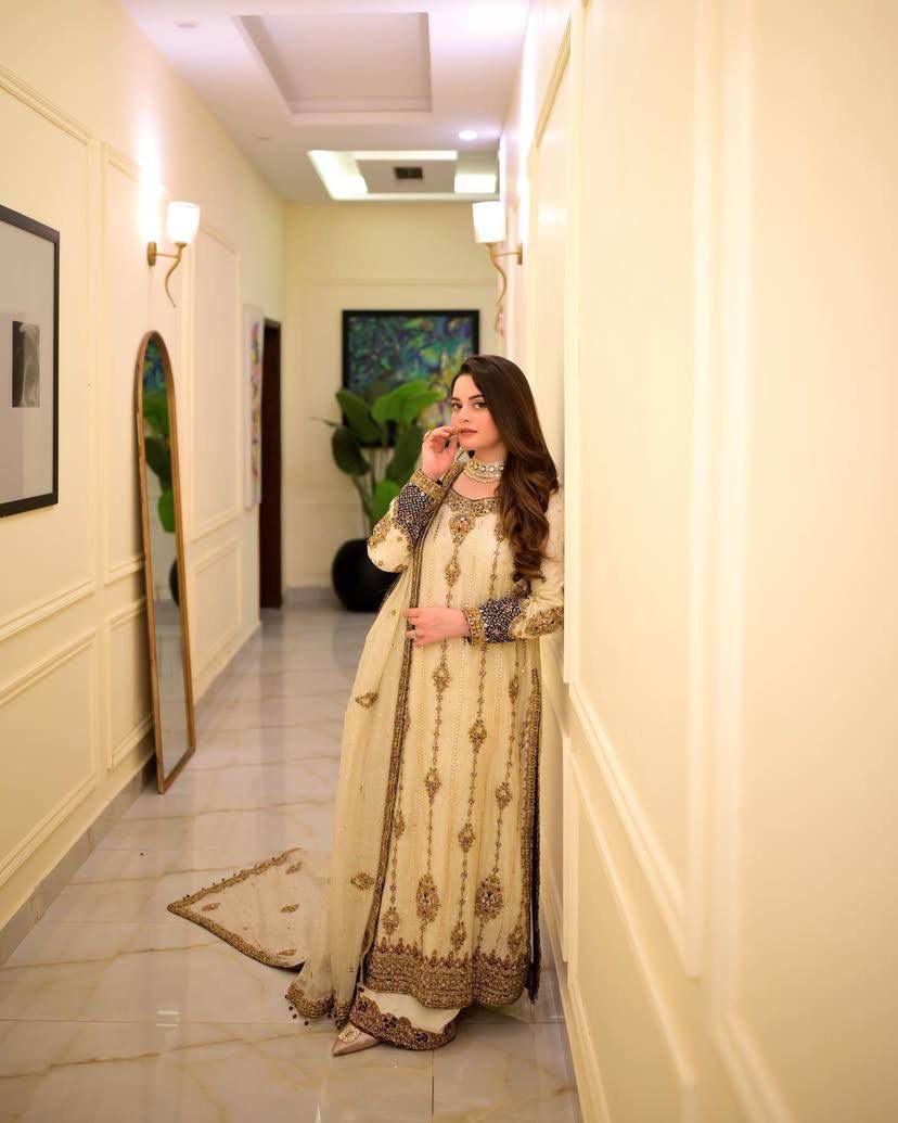 Regal Ivory/Beige Heavily Embroidered Jacket Style Anarkali Set