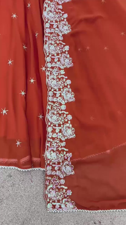 Elegant Embroidered Rembo Sequence Designer Anarkali Three Piece Set"